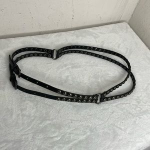 Black leather belt for women size S